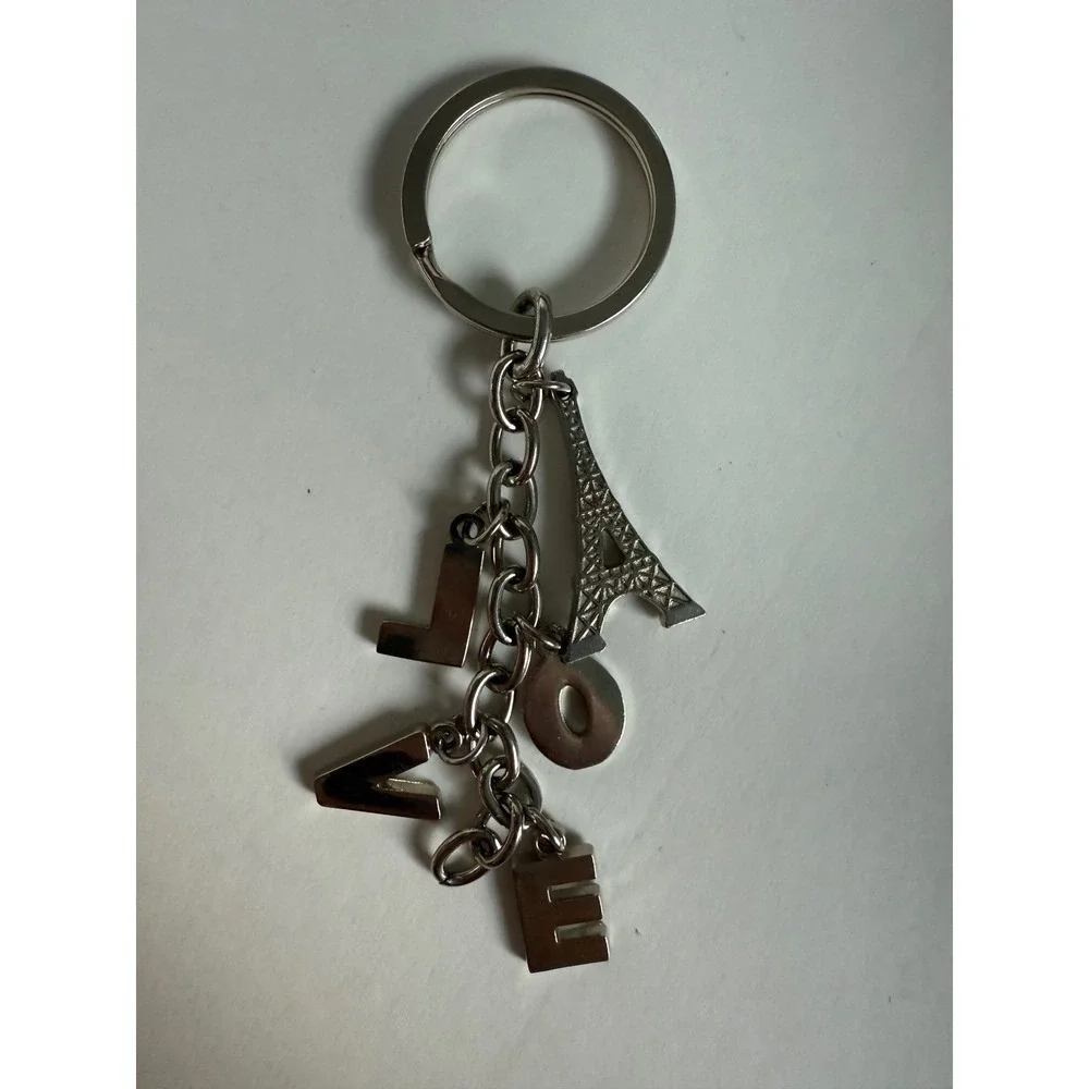 Love Eiffel Tower Keychain Silver Charm Paris Souvenir Gift Women